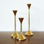 Set of 3 Brass Mid-Century Candlesticks