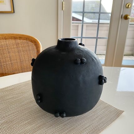 Tiny Dotted Round Vase - Black