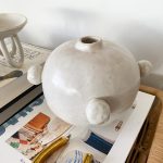 Knobbed Round Vase - White