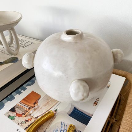 Knobbed Round Vase - White