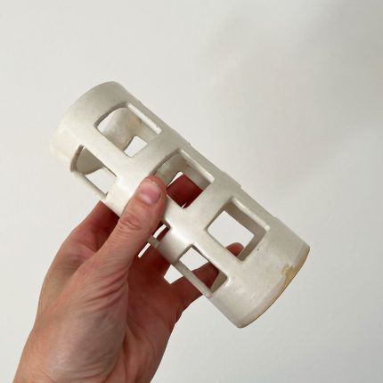 Small Basket Vase - White