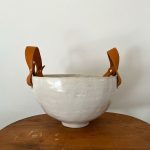 Leather Handled Basket Bowl