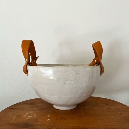 Leather Handled Basket Bowl