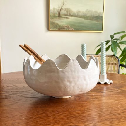 Large Wavy Edge Bowl - White