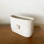Pill-Shaped Vase with Square - White - Image 2