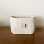 Pill-Shaped Vase with Square - White