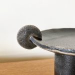 Pedestal Dish with Circles - Black - Image 2