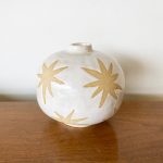 Sun Stars Round Vase - White & Natural
