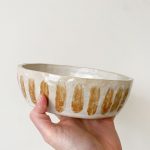 Painted Brown Stripe Bowl - Medium - Image 3