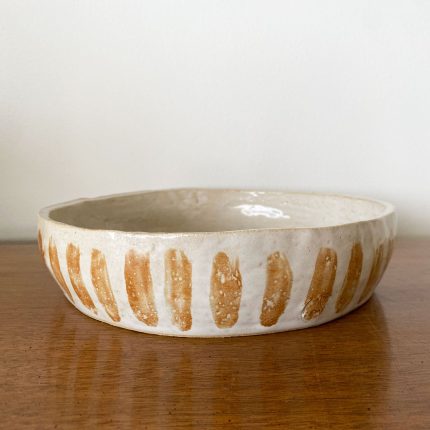 Painted Brown Stripe Bowl - Large